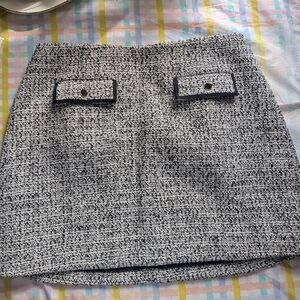 Classic Tweed Mini Skirt in Black & White